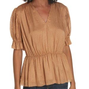 Lewit NEW Brown Small S Peplum Printed Blouse $269